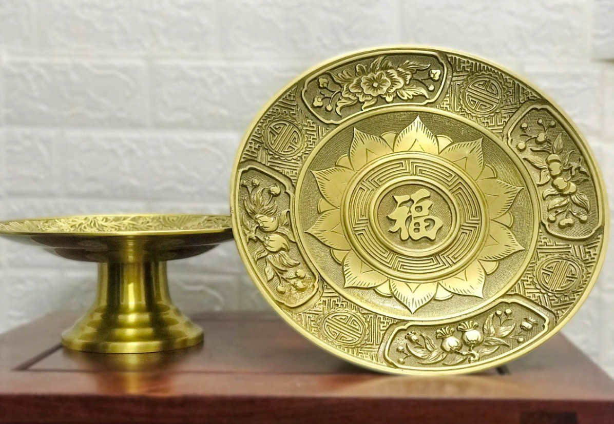 Mâm bồng đồng vàng